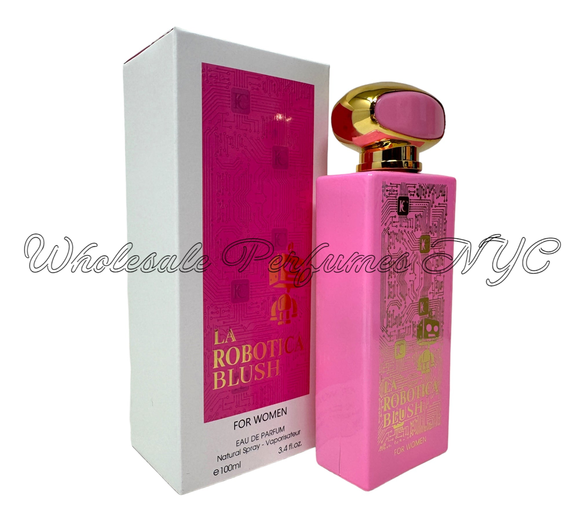 La Robotica Blush for Women 3.4oz Eau de Parfum Spray in an elegant bottle, part of the Fragrance Couture Collection.