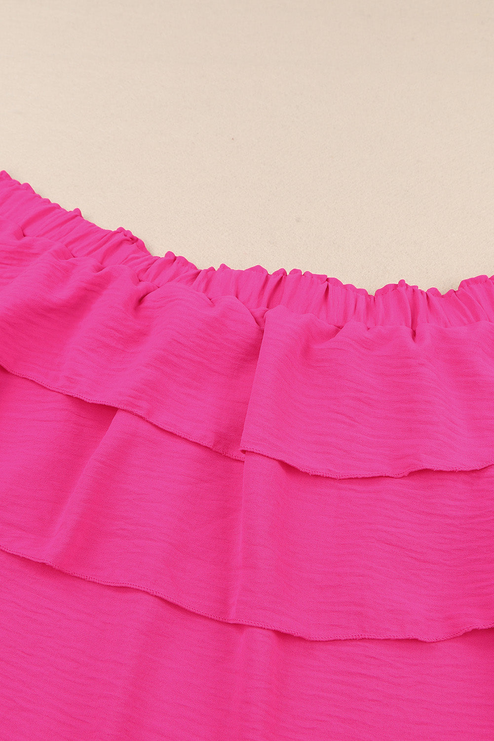 A stylish Lace Up Off Shoulder Ruffle Tiered Blouse featuring ruffles and a chic off-shoulder design, perfect for various occasions.