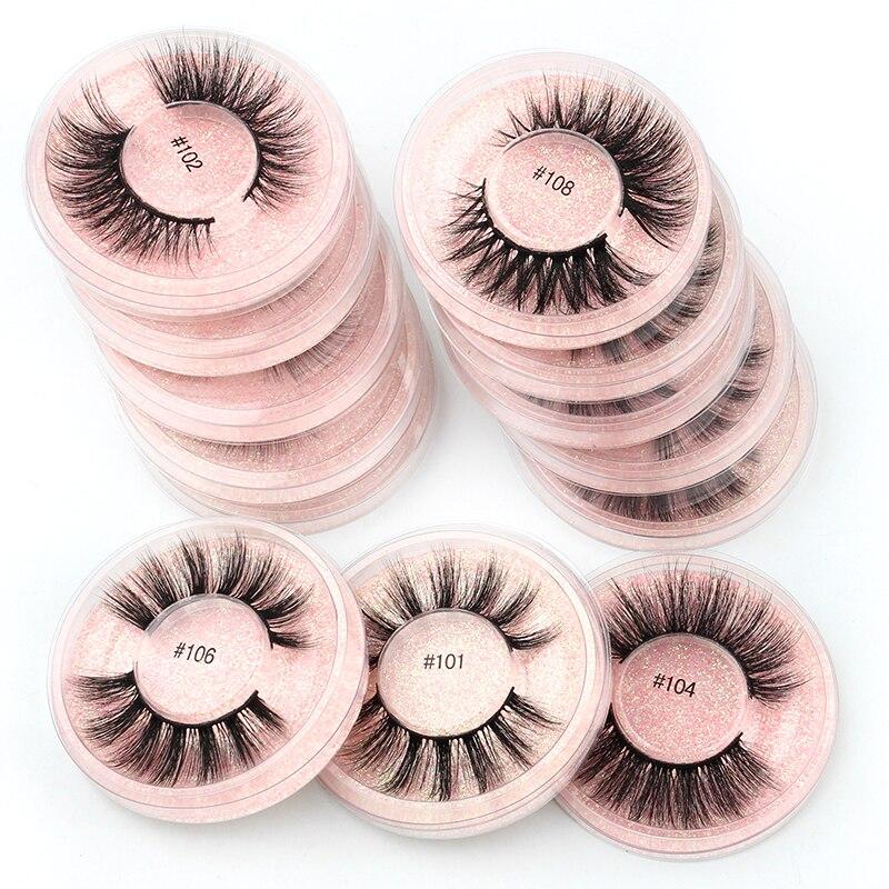 A collection of 3D mink false eyelashes in various styles, showcasing their natural look and fluffy texture.
