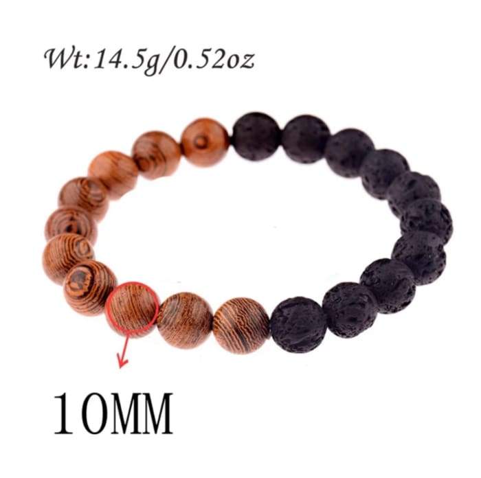 Lava Stone Essential Oil Bracelet featuring natural wood beads, perfect for aromatherapy on-the-go.