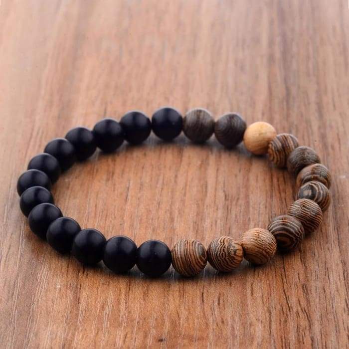 Lava Stone Essential Oil Bracelet featuring natural wood beads, perfect for aromatherapy on-the-go.