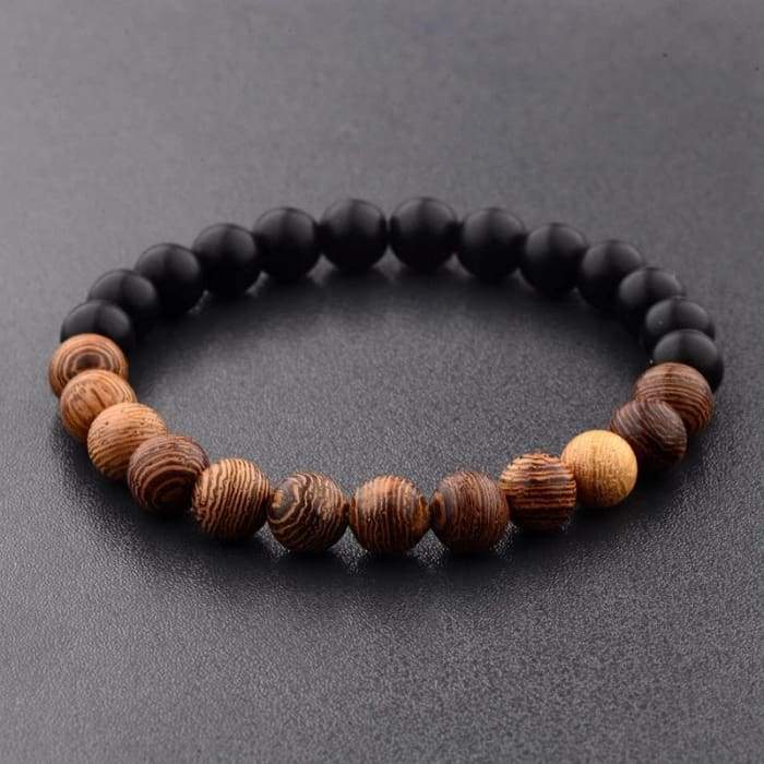 Lava Stone Essential Oil Bracelet featuring natural wood beads, perfect for aromatherapy on-the-go.