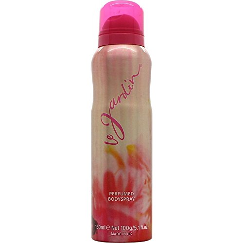 Dana Le Jardin Body Spray in an elegant bottle with floral design, showcasing its refreshing scent.