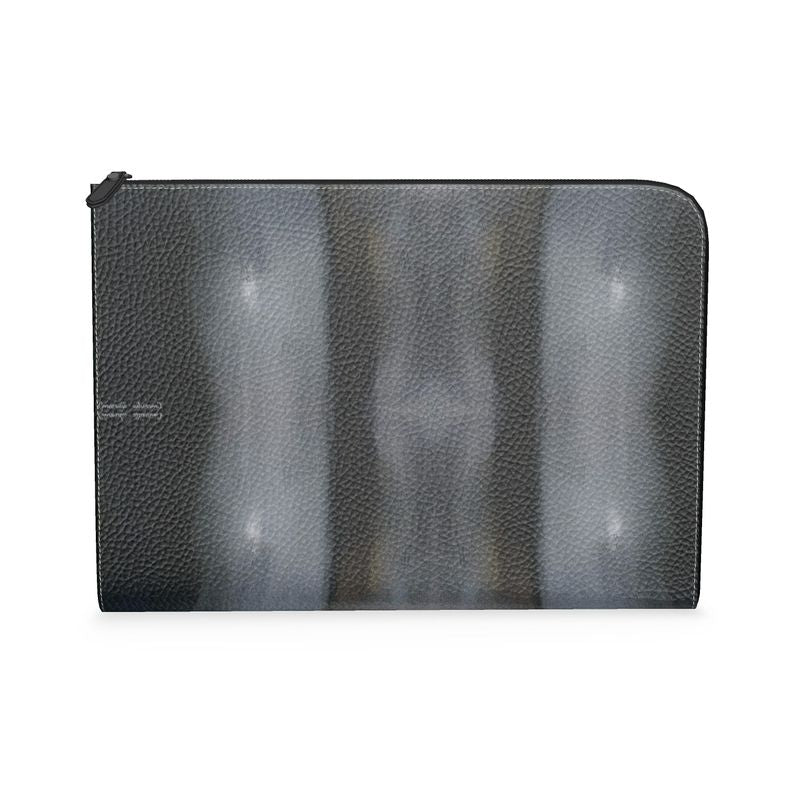 A luxurious leather document case made from 100% Nappa leather with a black suede interior, designed to hold A4-sized documents.