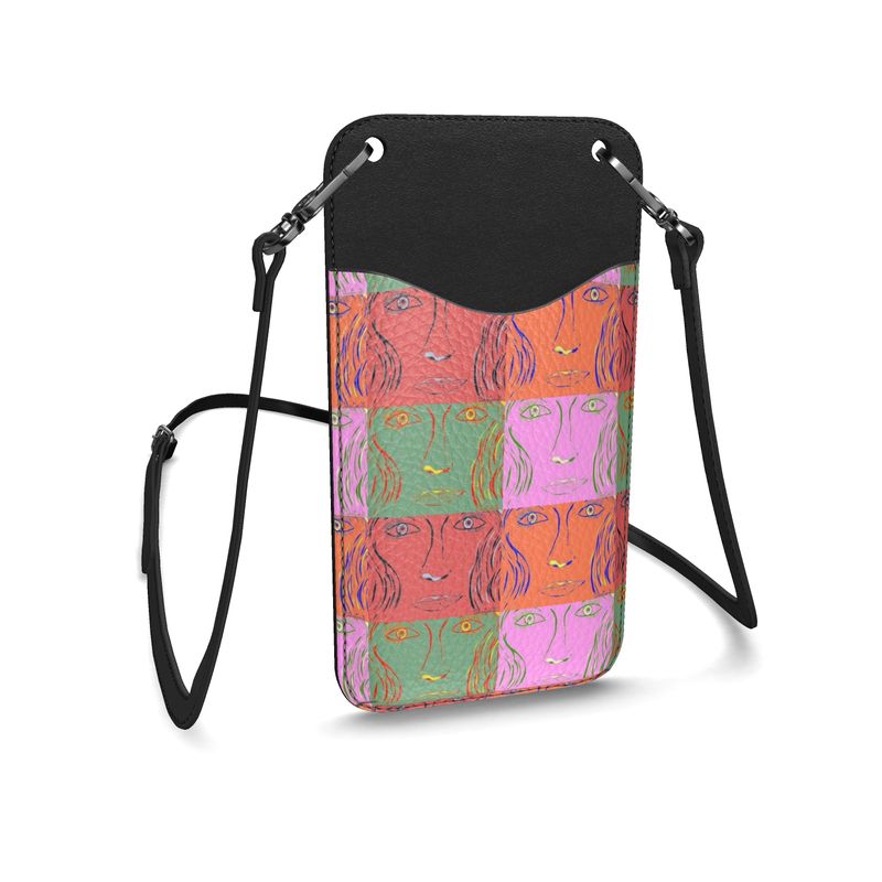 Elegant leather phone case with strap, showcasing its Nappa leather texture and card holder feature.