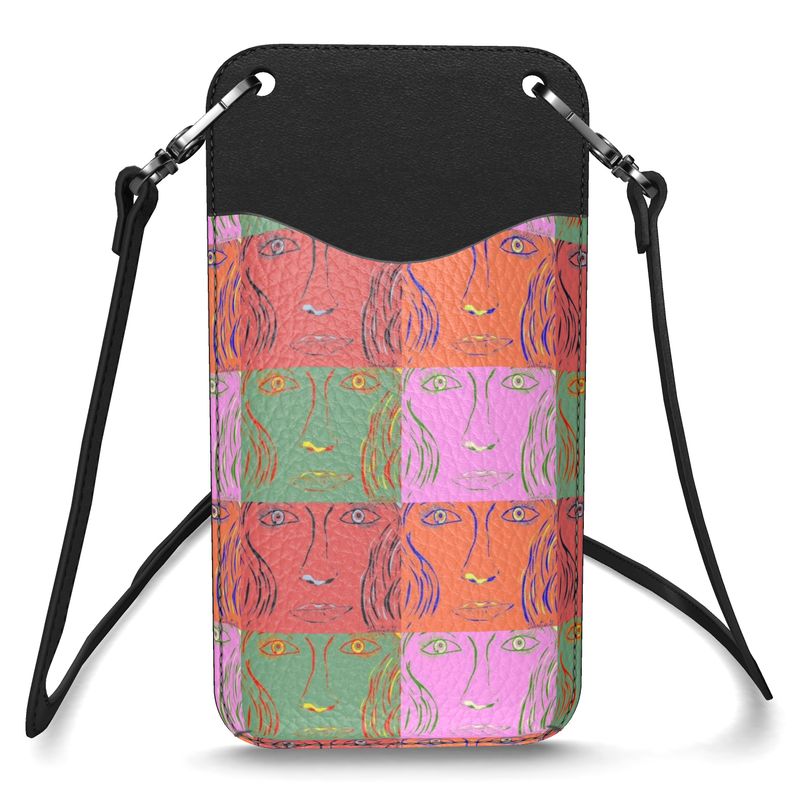 Elegant leather phone case with strap, showcasing its Nappa leather texture and card holder feature.