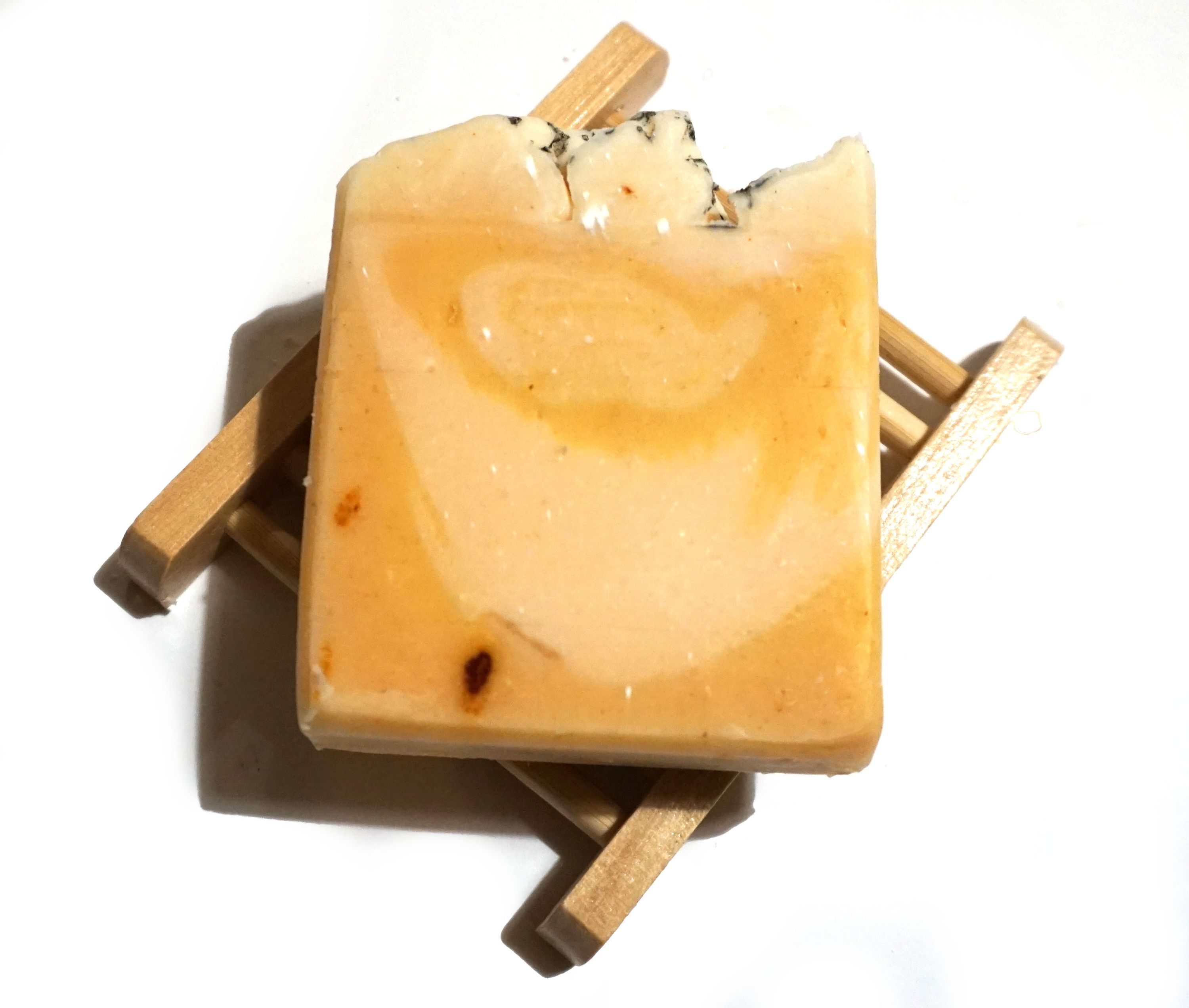 Lemon Sorbet Soap Bar featuring lemon, lemongrass, and poppy seeds, beautifully handcrafted with unique designs.