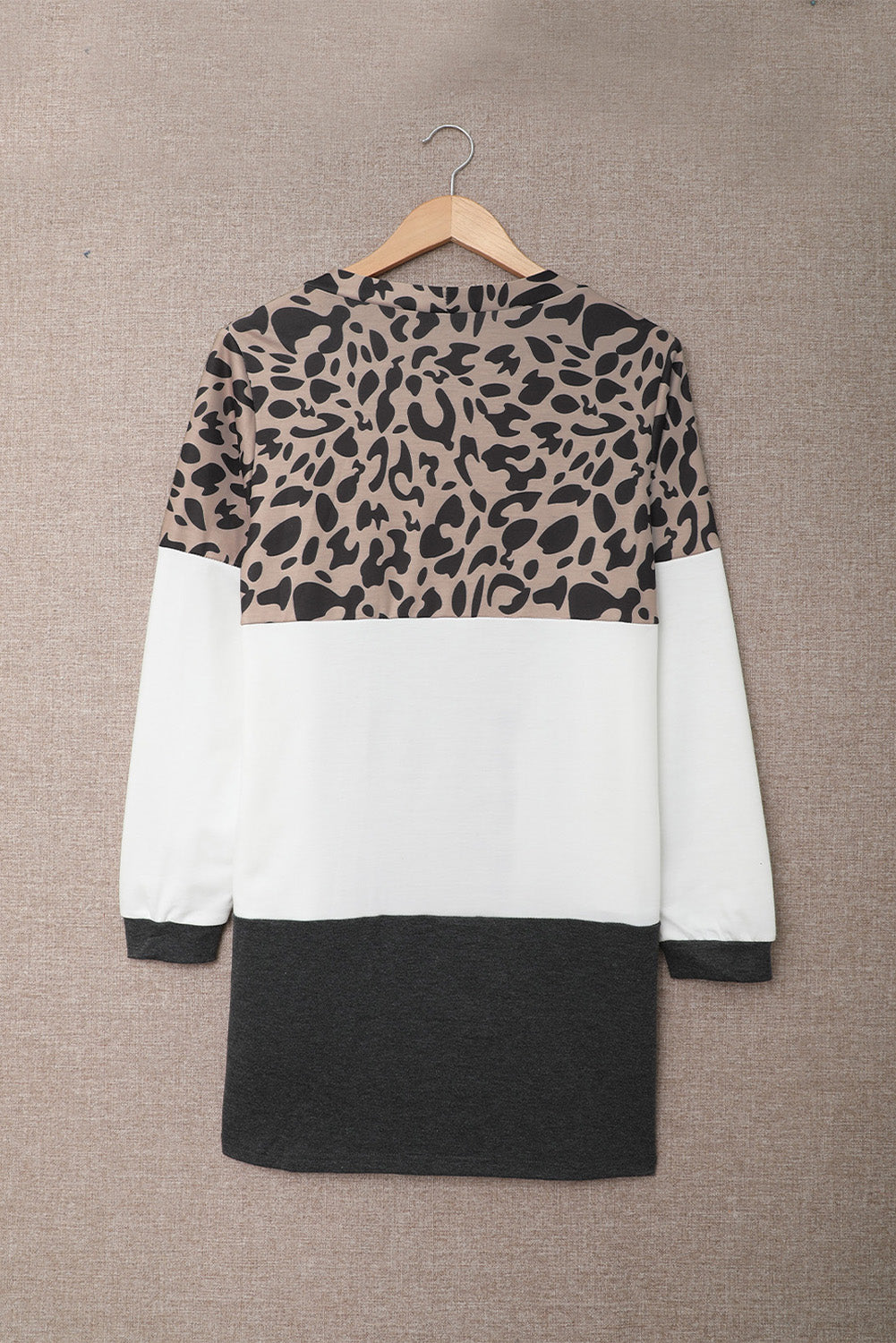 Leopard Block Cardigan with Pockets, featuring a stylish leopard print and color block design, perfect for casual wear.