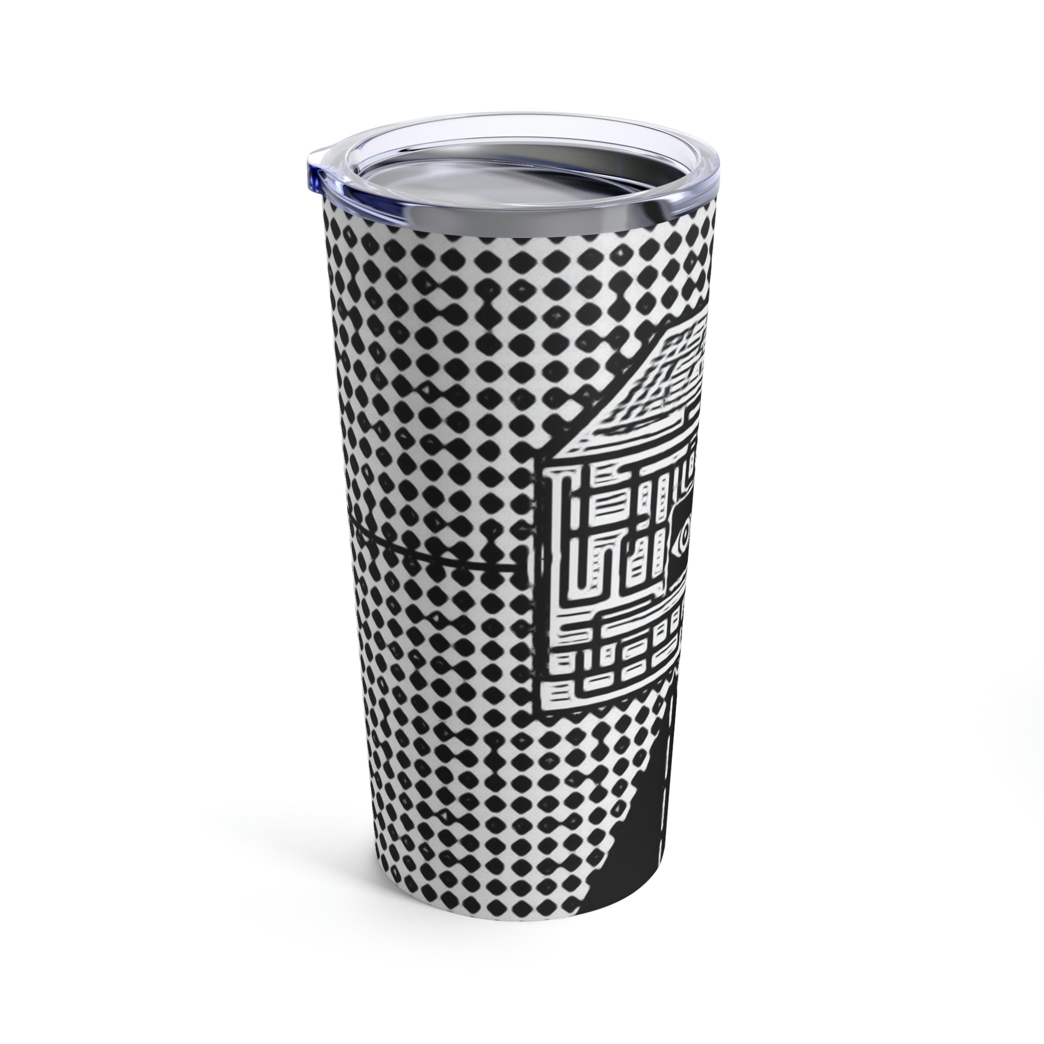 Life Is A Cube 20oz stainless steel tumbler with a glossy finish and see-thru plastic lid, perfect for travel and everyday use.