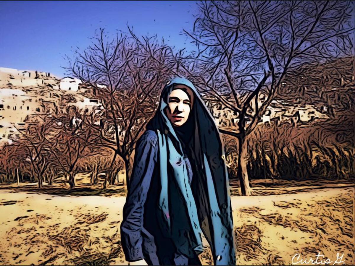 A vibrant artwork titled 'Linda in Kabul' showcasing Afghan culture with intricate details and rich colors.