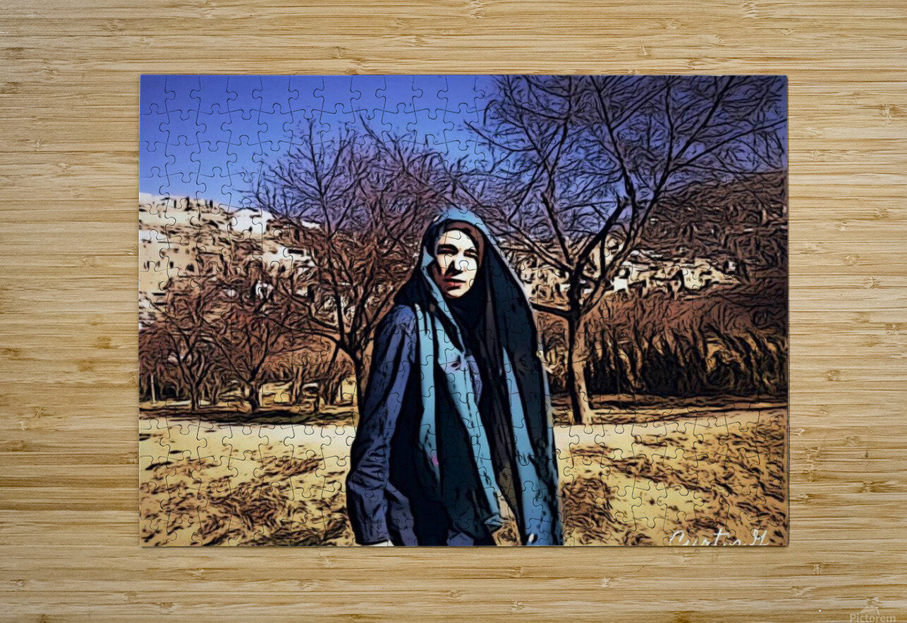 A vibrant artwork titled 'Linda in Kabul' showcasing Afghan culture with intricate details and rich colors.