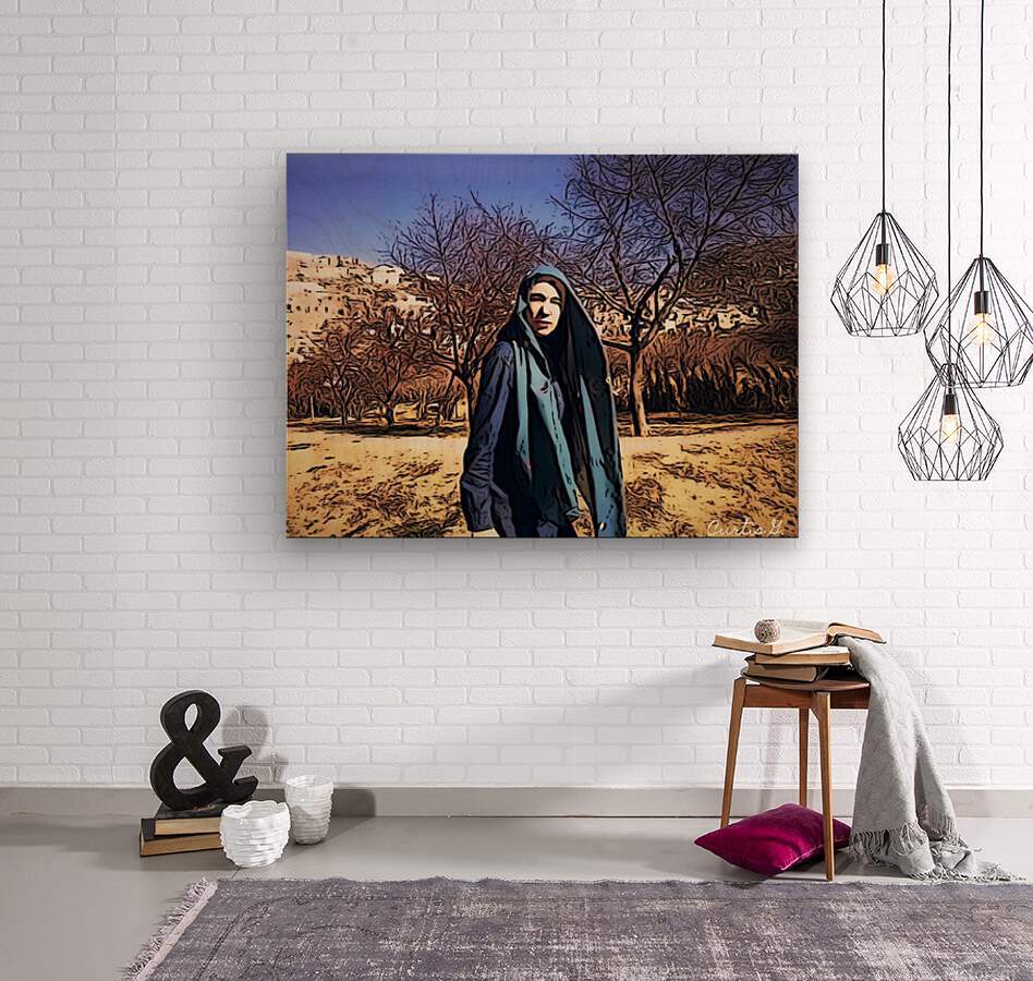 A vibrant artwork titled 'Linda in Kabul' showcasing Afghan culture with intricate details and rich colors.