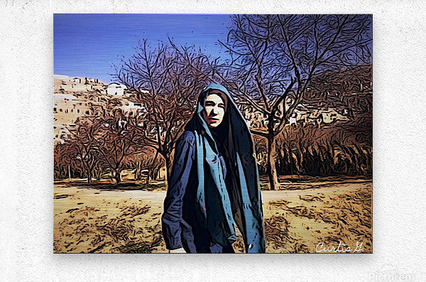 A vibrant artwork titled 'Linda in Kabul' showcasing Afghan culture with intricate details and rich colors.