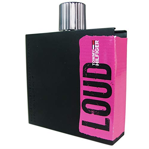Tommy Hilfiger Loud Eau de Toilette bottle with a modern design, showcasing its vibrant fragrance.