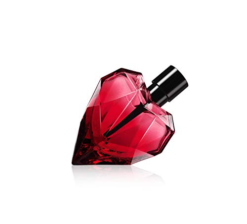 Loverdose Red Kiss Eau de Parfum bottle with floral and fruity design, showcasing its elegant and alluring essence.