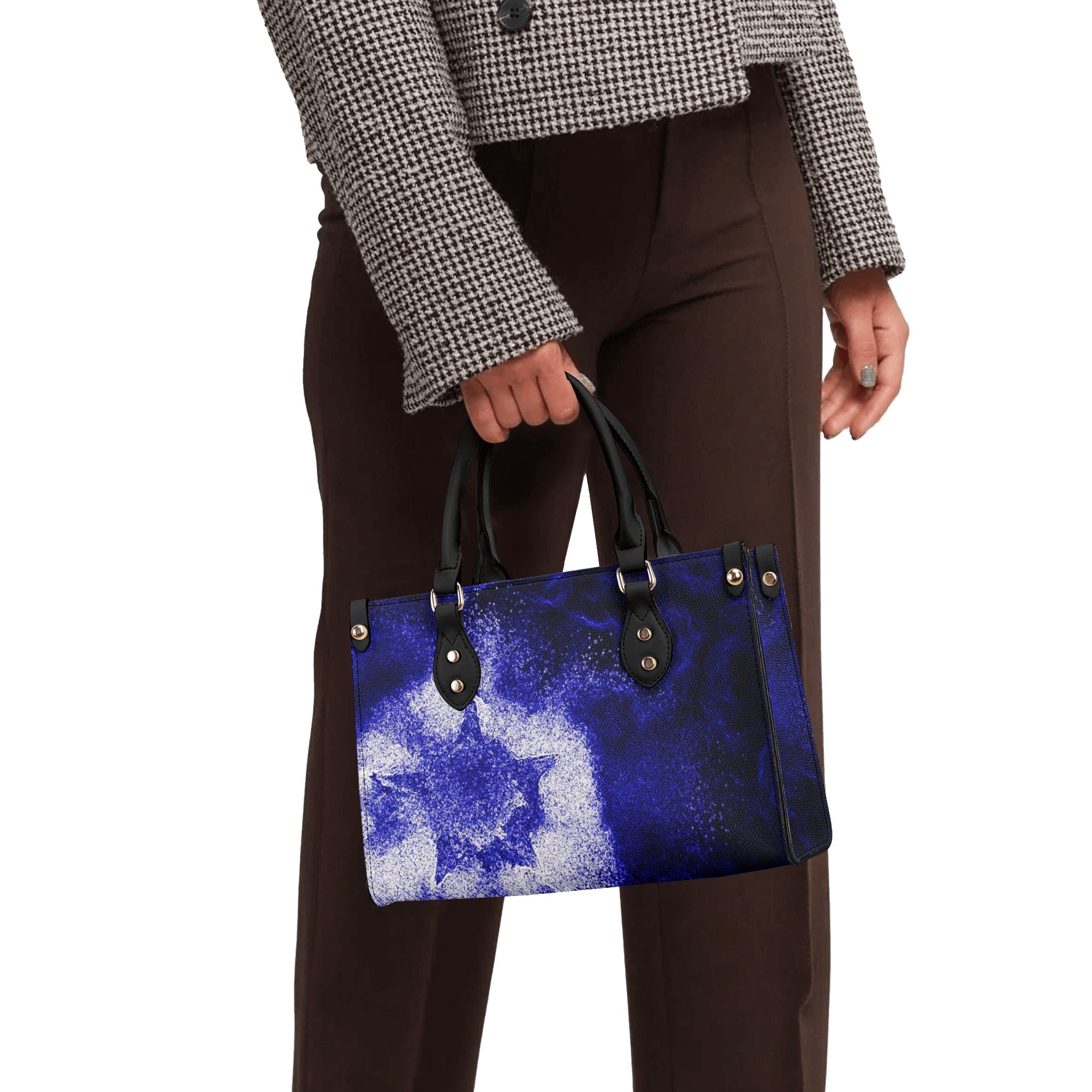 Luxury Women PU Tote Bag in white and black with smooth zipper and stylish design, perfect for everyday use.