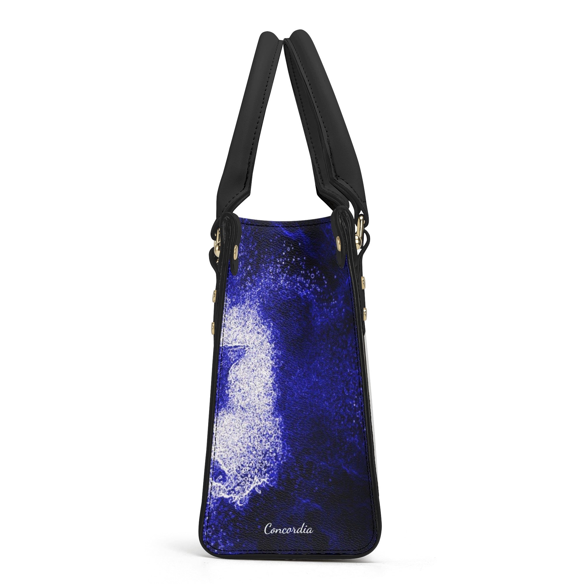 Luxury Women PU Tote Bag in white and black with smooth zipper and stylish design, perfect for everyday use.