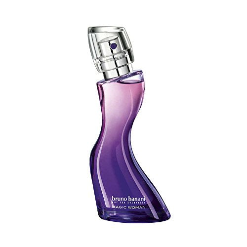 Bruno Banani Magic Woman Eau de Toilette bottle with elegant design and floral accents.