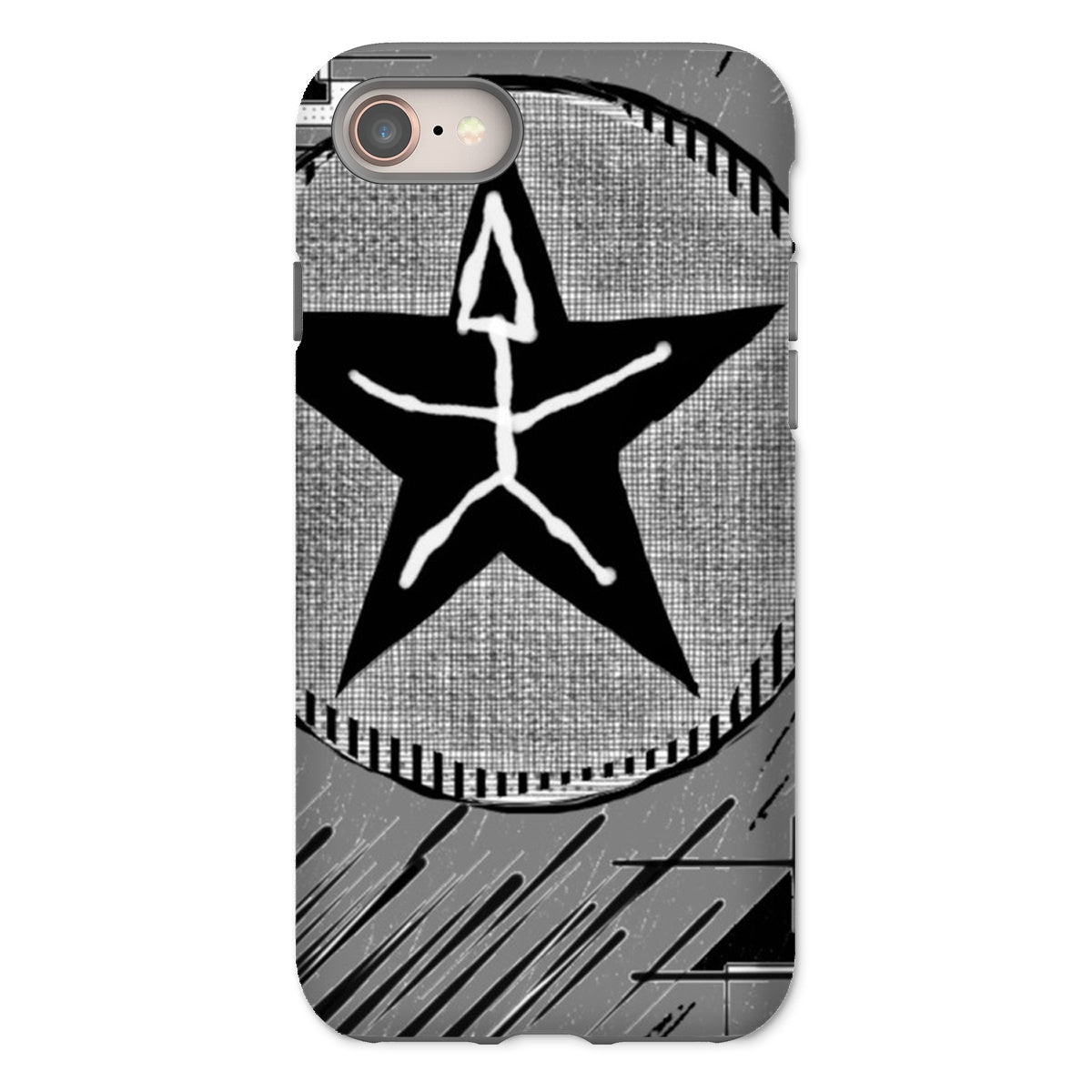 Mankind Tough Phone Case showcasing dual-layered design with impact-resistant plastic and flexible silicone inner layer.