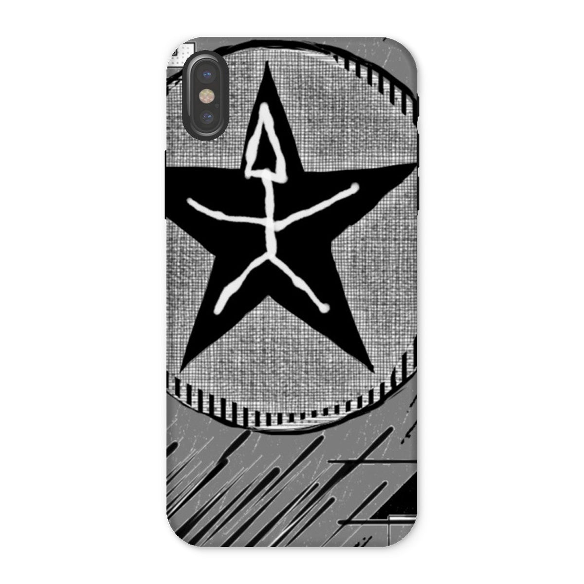 Mankind Tough Phone Case showcasing dual-layered design with impact-resistant plastic and flexible silicone inner layer.