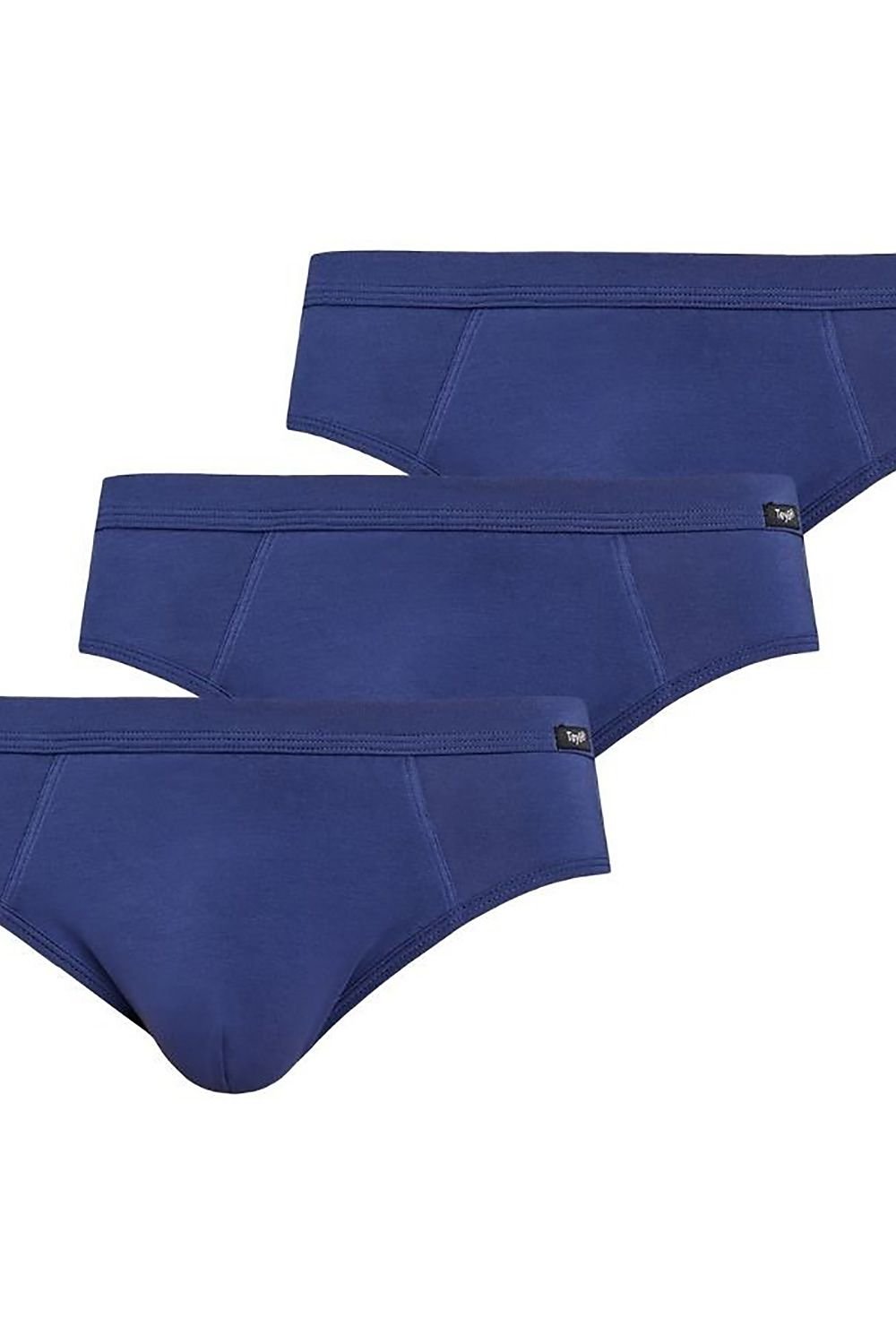 A pack of Teyli men's briefs in five colors: black, white, navy blue, gray, and red, showcasing their soft cotton and Lycra blend.