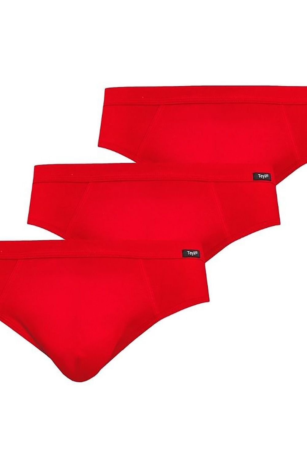 A pack of Teyli men's briefs in five colors: black, white, navy blue, gray, and red, showcasing their soft cotton and Lycra blend.