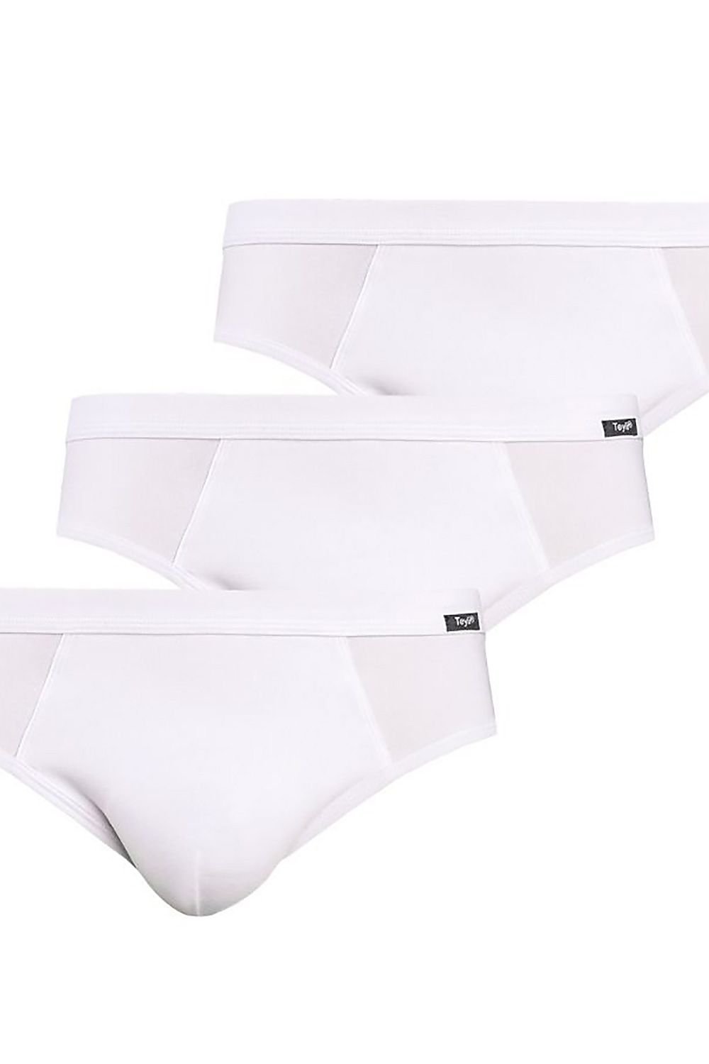 A pack of Teyli men's briefs in five colors: black, white, navy blue, gray, and red, showcasing their soft cotton and Lycra blend.