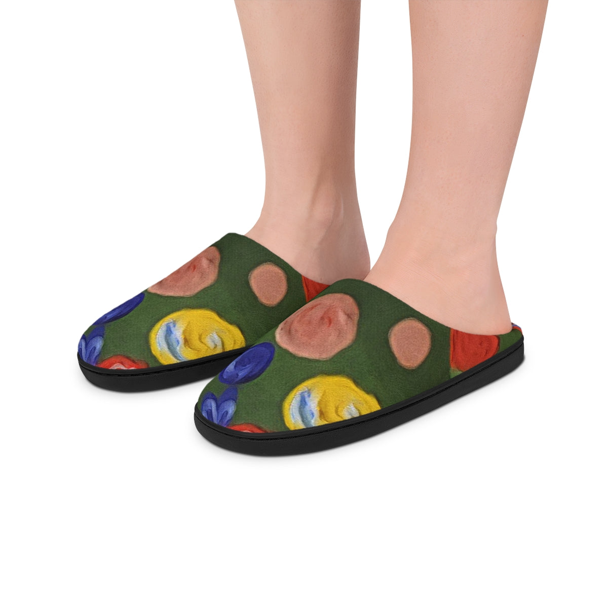 Men's Indoor Slippers made of soft flannel fleece with a flexible black rubber sole, featuring a personalized touch.