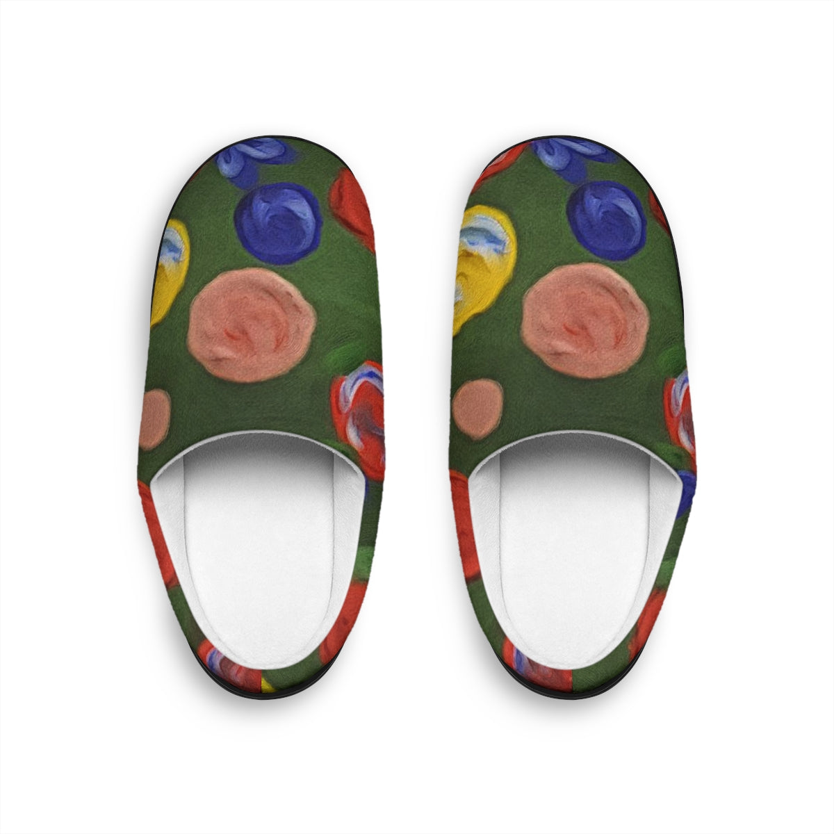 Men's Indoor Slippers made of soft flannel fleece with a flexible black rubber sole, featuring a personalized touch.