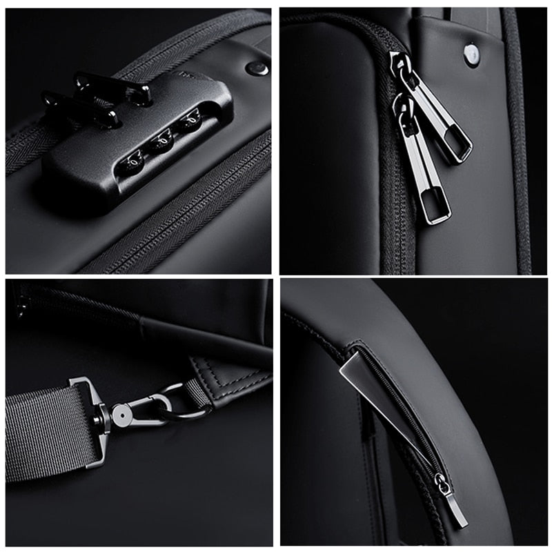 Men's USB Shoulder Bag featuring a sleek design, USB charging port, and anti-theft system, available in multiple colors.