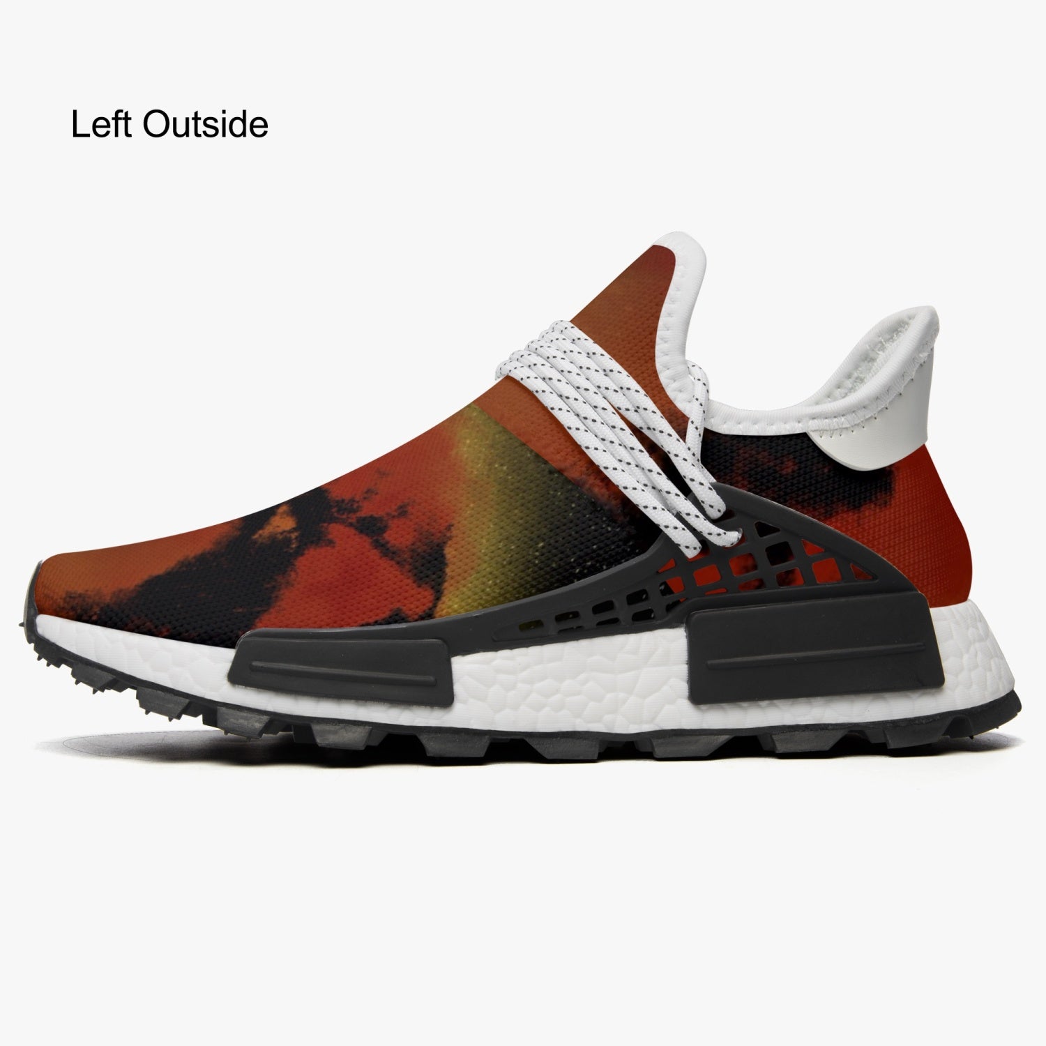 A pair of unisex Mesh Sports Sneakers - The Sun featuring breathable mesh fabric and a stylish black sole.