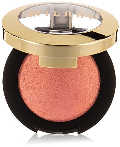 Milani Baked Blush in Dolce Pink, showcasing its vibrant color and shimmery finish in a compact.