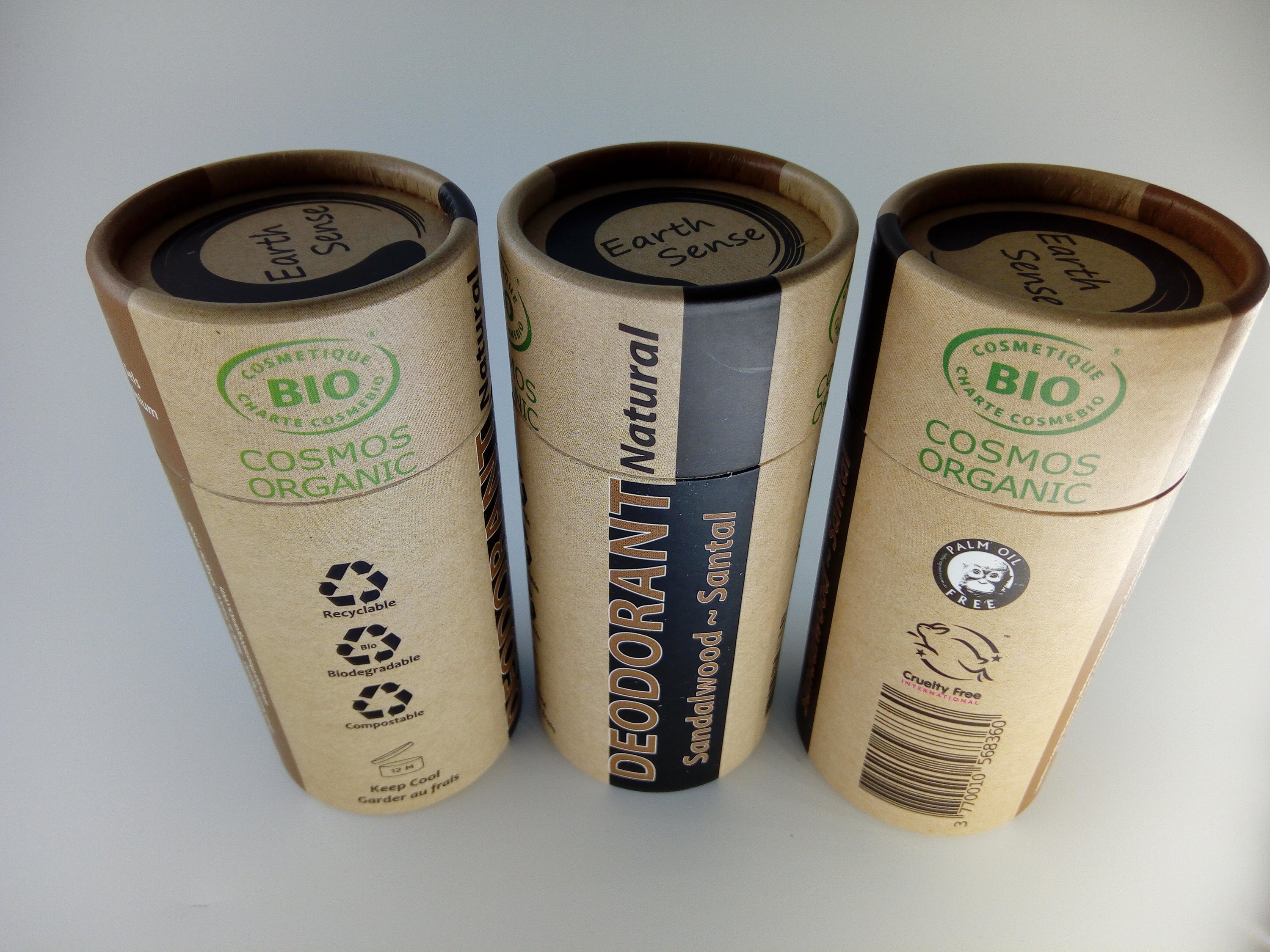 MINI BUNDLE of 3 x 100ml Organic Certified Natural Deodorants in Sandalwood scent, featuring eco-friendly packaging and natural ingredients.