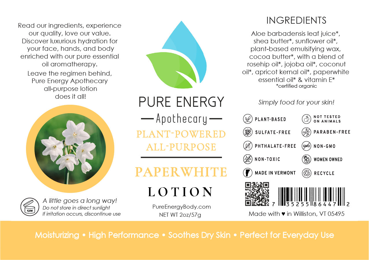 Natural All Purpose Lotion 2 oz in Paperwhite scent, showcasing its elegant packaging and creamy texture.