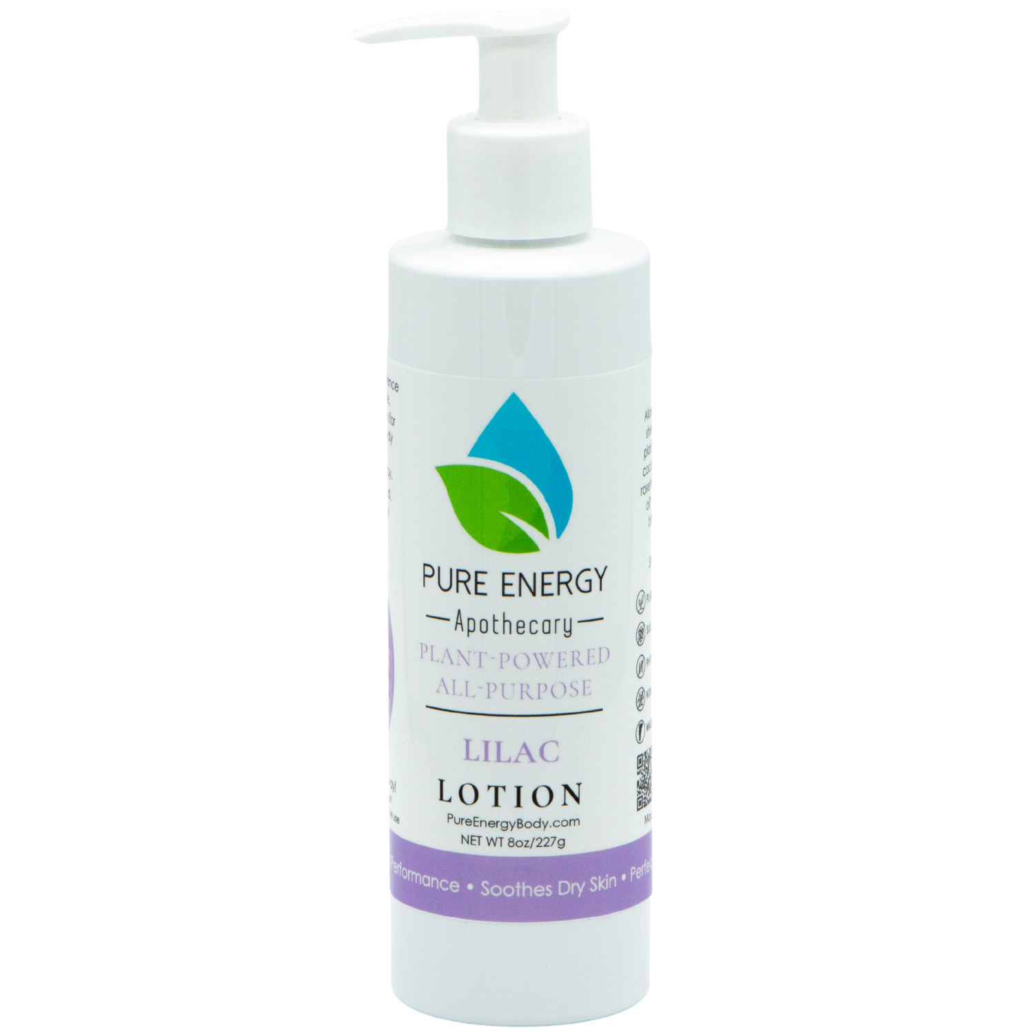 Natural All Purpose Lotion 8 Oz in Lilac scent, featuring a floral design and eco-friendly packaging.