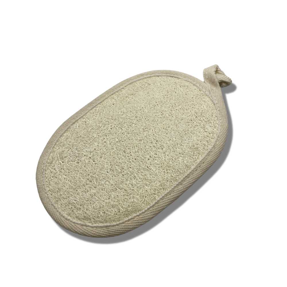 A natural loofah sponge made from organic loofah plant, showcasing its textured surface ideal for exfoliating skin.