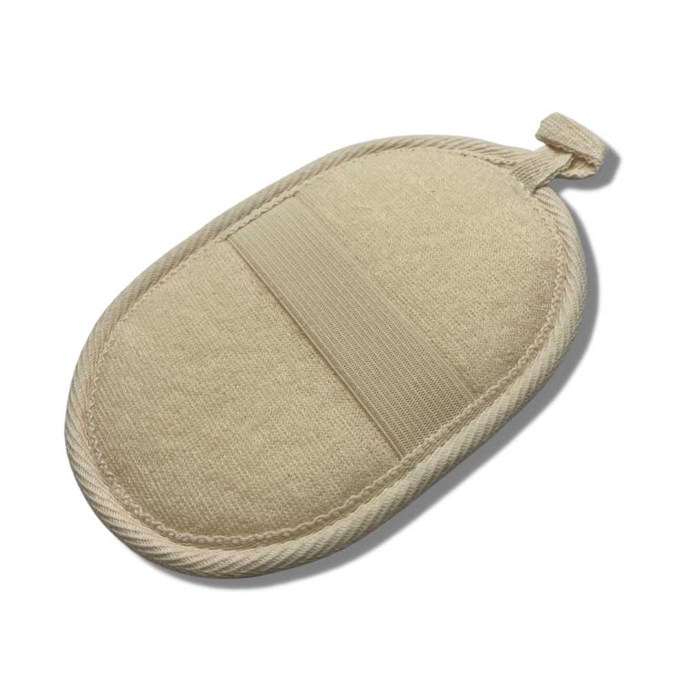 A natural loofah sponge made from organic loofah plant, showcasing its textured surface ideal for exfoliating skin.