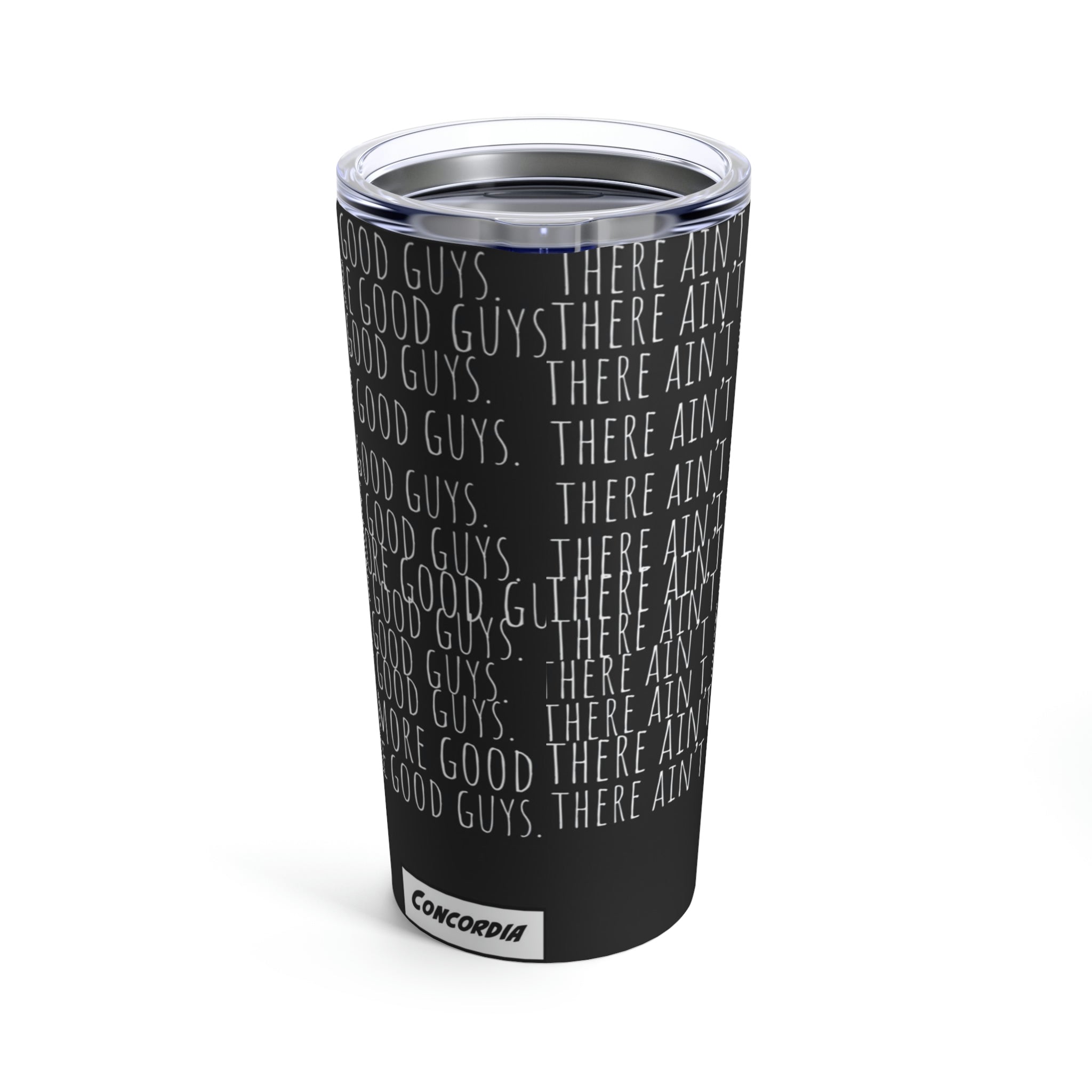 No Countries 20oz stainless steel tumbler with glossy finish and see-thru plastic lid.