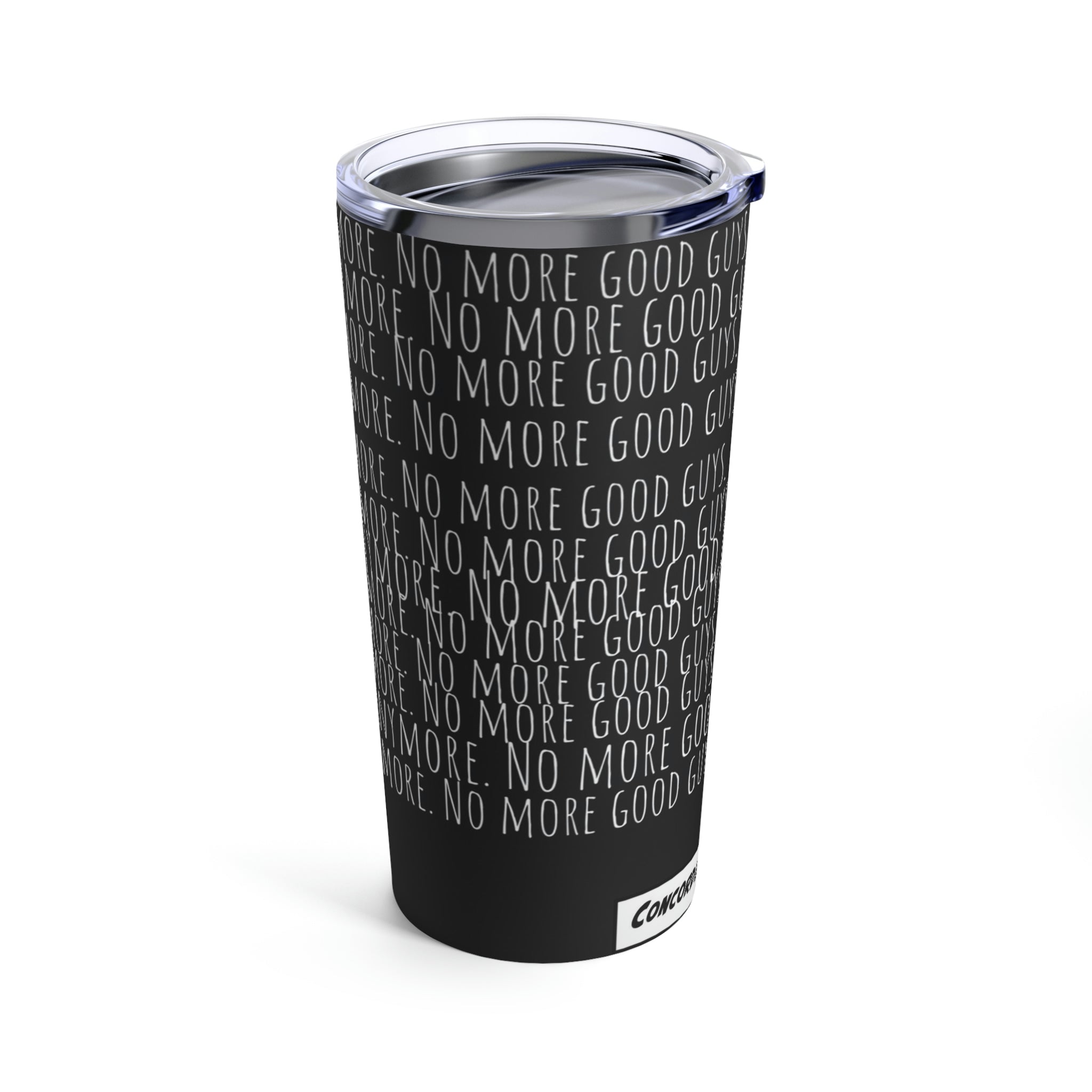 No Countries 20oz stainless steel tumbler with glossy finish and see-thru plastic lid.