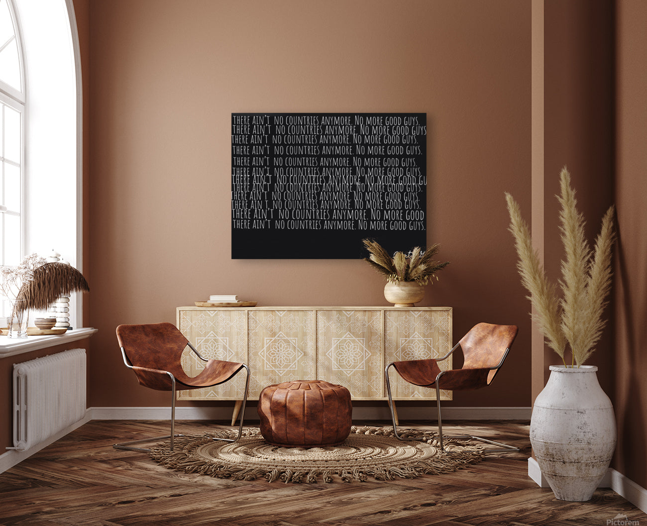 A vibrant artwork titled 'No More Countries' by ArtByConcordia, depicting a world without borders, showcasing unity and diversity.