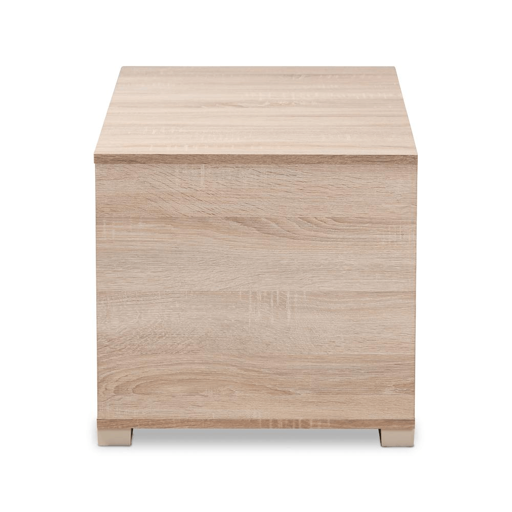 Oak Finished 2-Door Wood Cat Litter Box Cover House with sleek design and two doors for easy access.