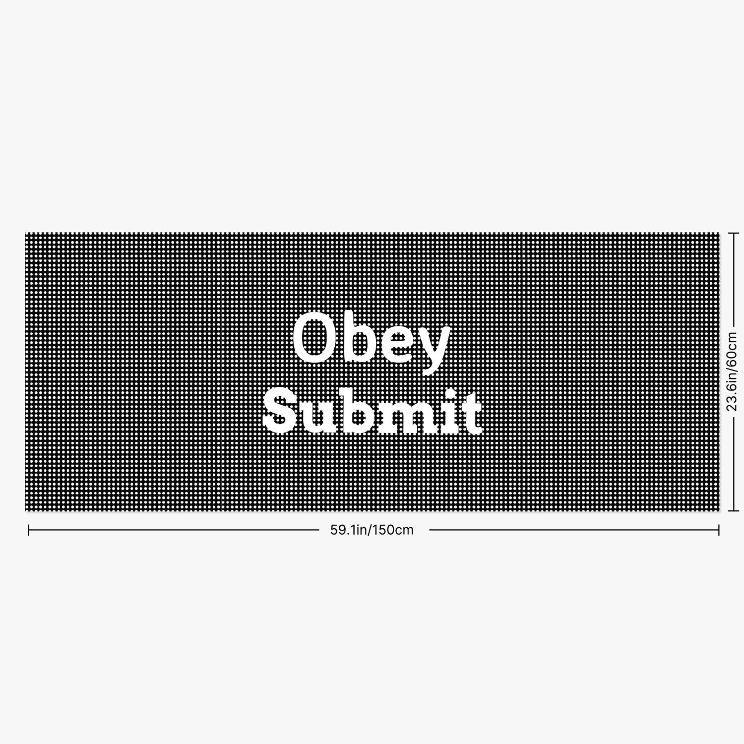 Obey and Submit Rear Window Decal showcasing one-way vision perforated vinyl design, ideal for vehicle privacy.