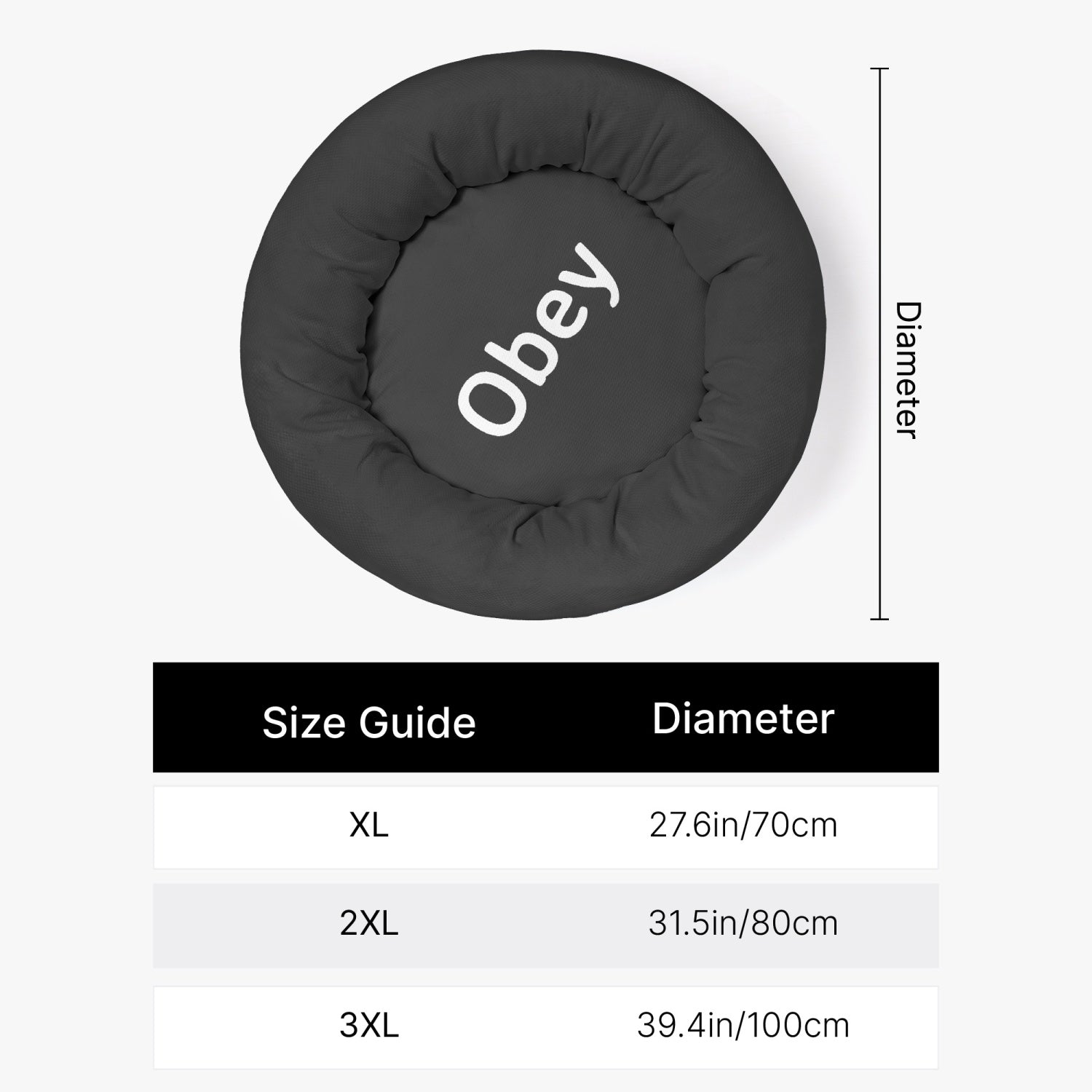 Obey Round Small Size Pet Bed featuring soft cold-sensitive fabric, designed for small pets to ensure comfort and relaxation.