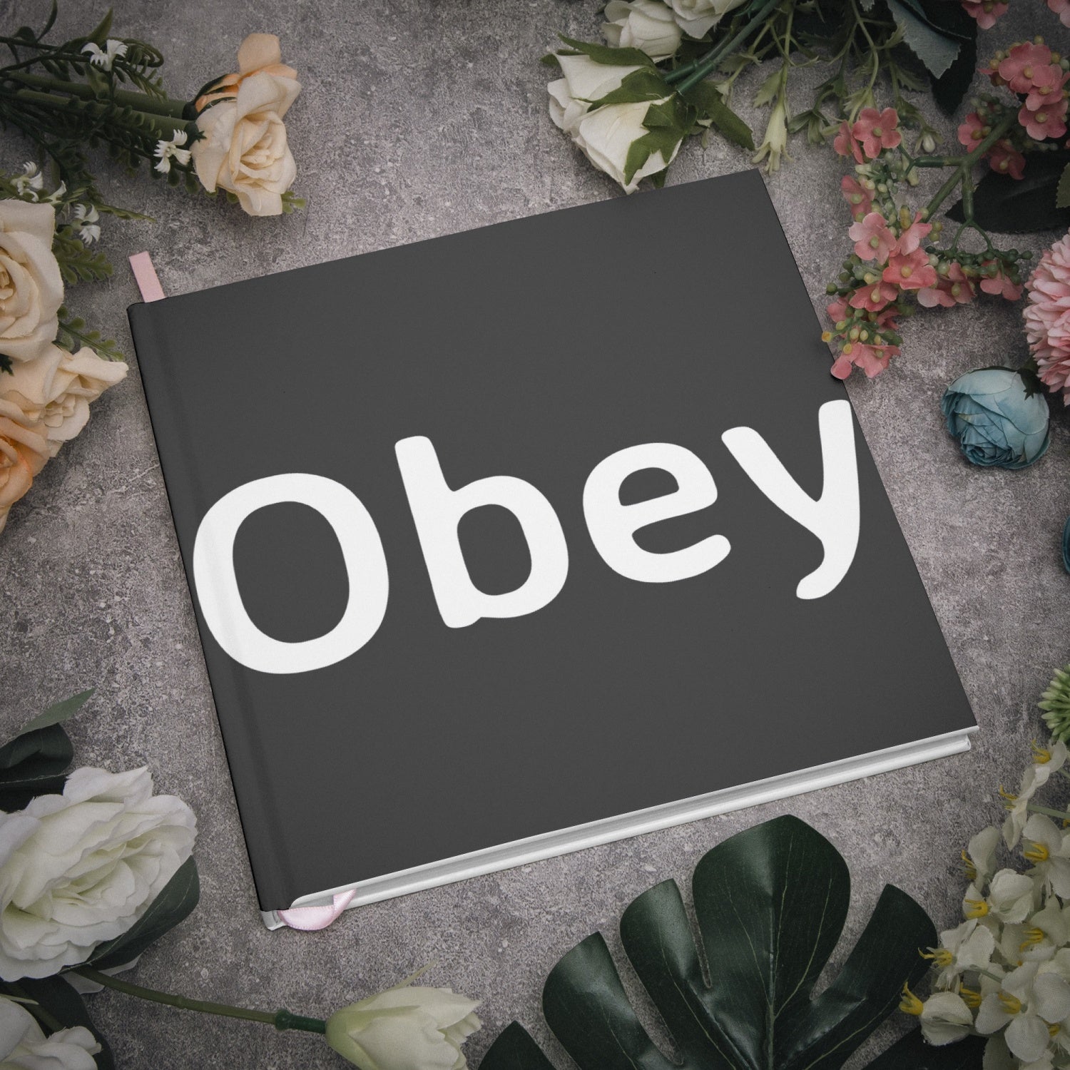 Obey Square Wedding Guest Book featuring a stylish design, perfect for capturing guest messages at weddings.