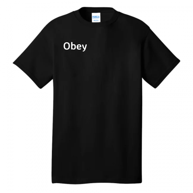 A stylish OBEY unisex shirt made from 100% cotton, featuring a rib-knit crew neck and double needle stitching.