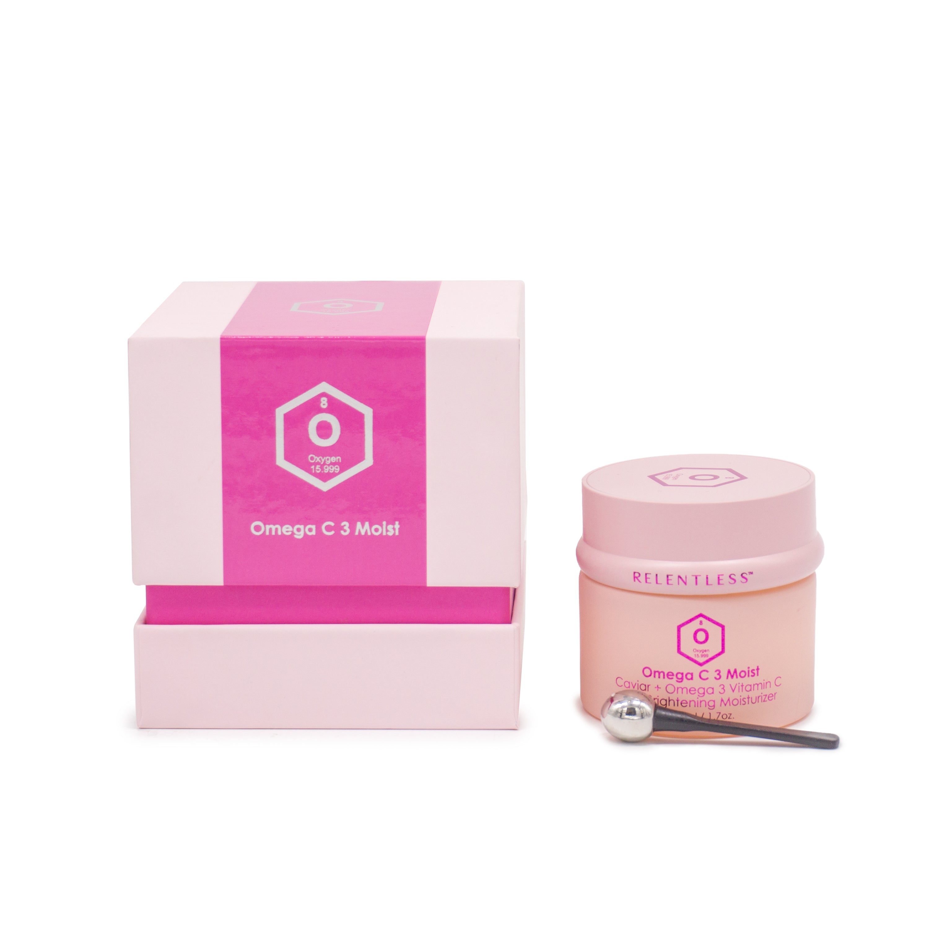 Omega C 3 Moist Brightening Moisturizer in a sleek 50 ml container, showcasing its luxurious texture and vibrant packaging.