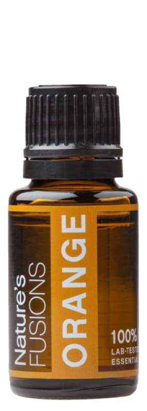 A 15ml bottle of Orange Pure Essential Oil with a vibrant orange label, showcasing its citrus essence and therapeutic properties.