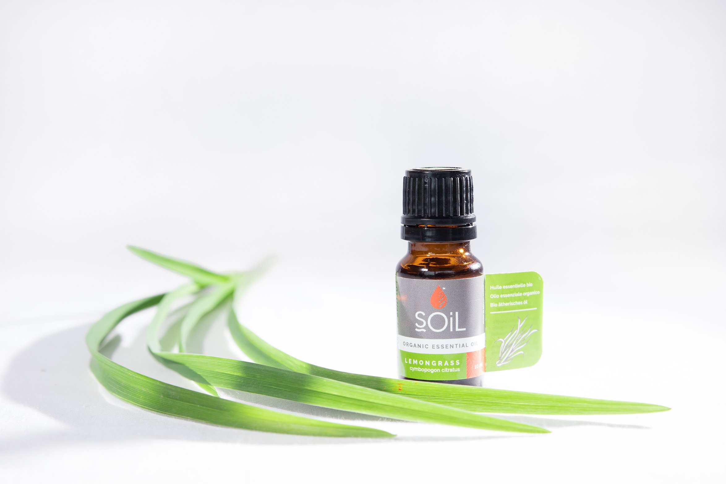 A 10ml bottle of Organic Lemongrass Essential Oil with a fresh and herbaceous aroma, ideal for aromatherapy and massage.