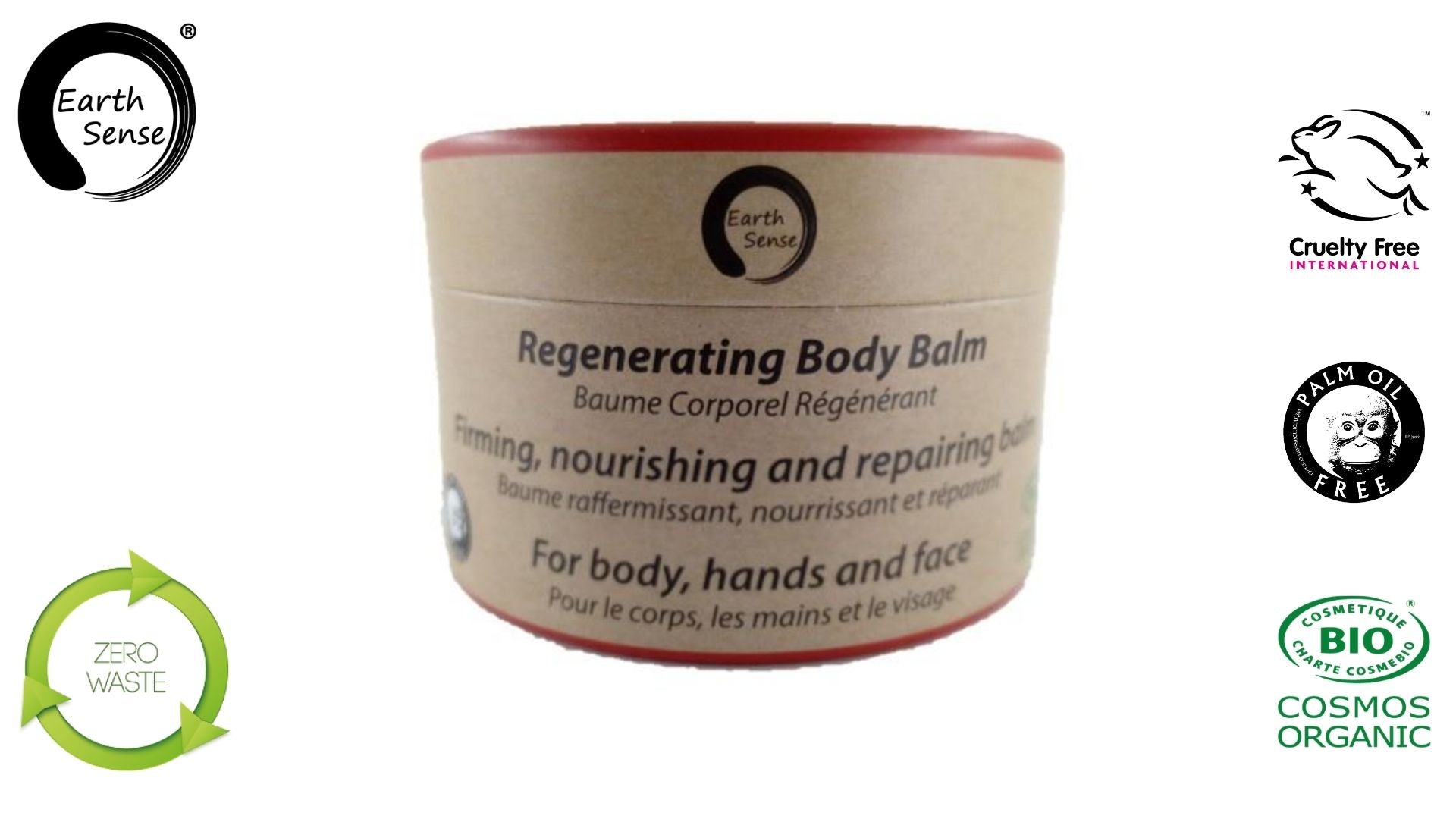 Organic Regenerating Body Balm with Ylang Ylang in a 100ml container, showcasing its natural ingredients and eco-friendly packaging.