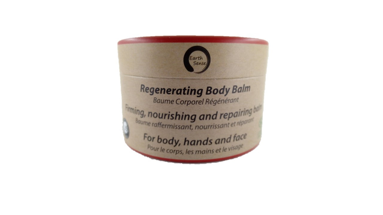 Organic Regenerating Body Balm with Ylang Ylang in a 100ml container, showcasing its natural ingredients and eco-friendly packaging.